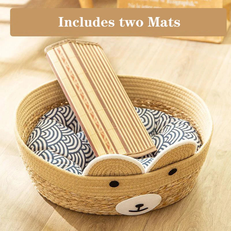 HeMu Cotton Woven Pet Litter Four Seasons Can Be Used Dog Kennel Winter Summer Can Be Removed And Washed Cat Litter Bamboo Mat
