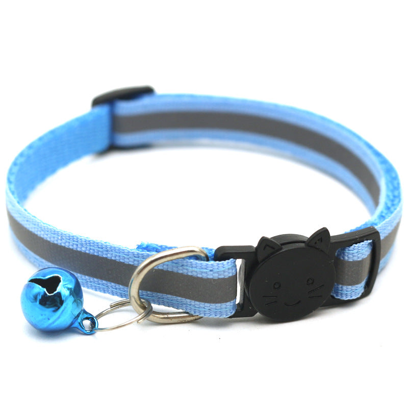 Reflective Cat & Dog Collar with Bell – Adjustable Round Ears Safety Buckle