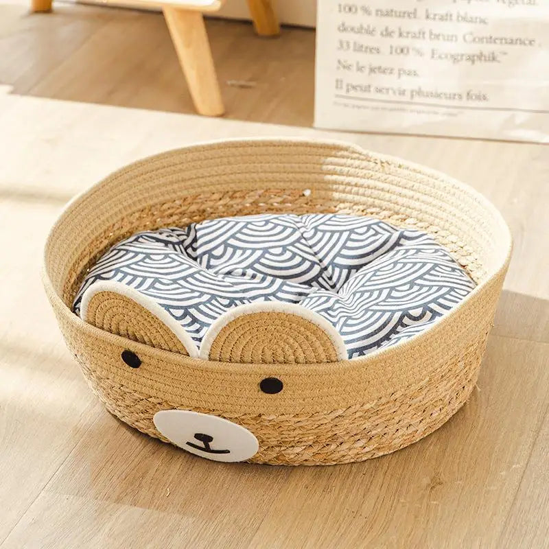 HeMu Cotton Woven Pet Litter Four Seasons Can Be Used Dog Kennel Winter Summer Can Be Removed And Washed Cat Litter Bamboo Mat