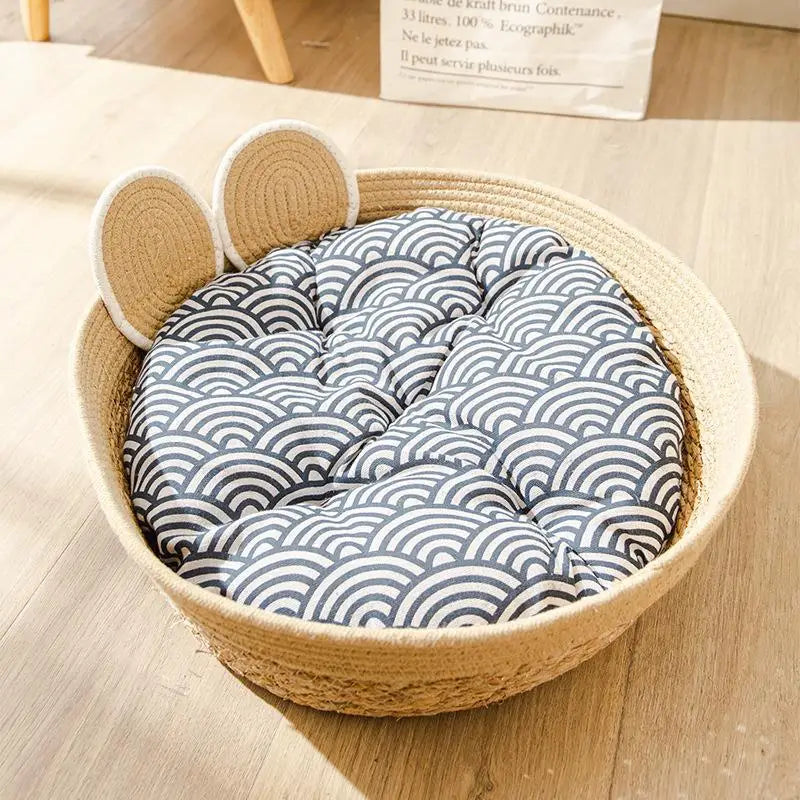 HeMu Cotton Woven Pet Litter Four Seasons Can Be Used Dog Kennel Winter Summer Can Be Removed And Washed Cat Litter Bamboo Mat