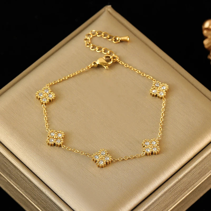 316L Stainless Steel White Zirconia Jewelry Set – Necklace, Bracelet & Earrings for Women