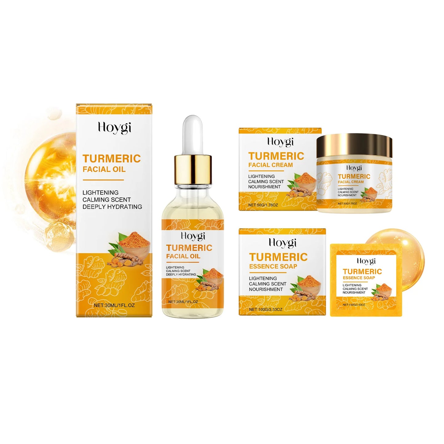 Turmeric Skincare Set – Anti-Acne Soap Moisturising Face Cream & Brightening Serum