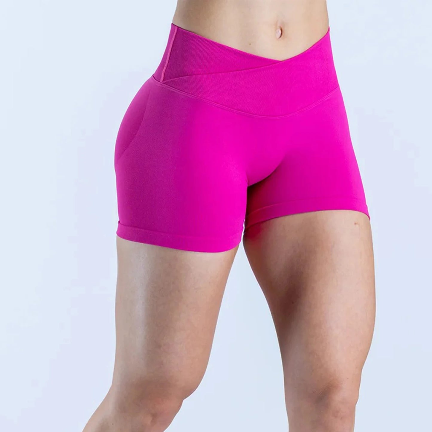 Seamless V-Shape Waist Yoga Shorts 4.5" – Sculpting Low-Rise Workout & Gym Leggings