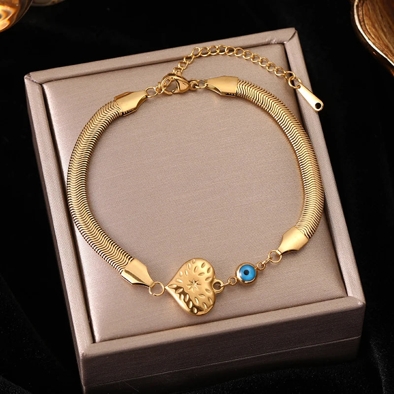 316L Stainless Steel Gold Link Bracelet for Women – Trendy & Durable