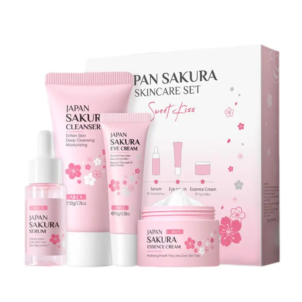 Sakura Facial Skincare Set for Women – Cleanser, Toner, Serum, Eye & Face Cream