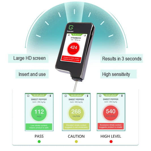 Portable Food Safety Nitrate Tester for Fruits & Vegetables with Digital Display