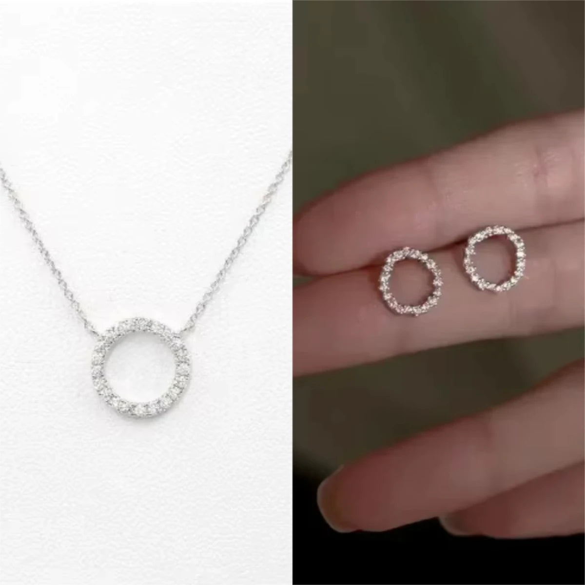 Elegant Gold Circle Crystal Pendant Necklace for Women – Minimalist Party Jewellery Gift