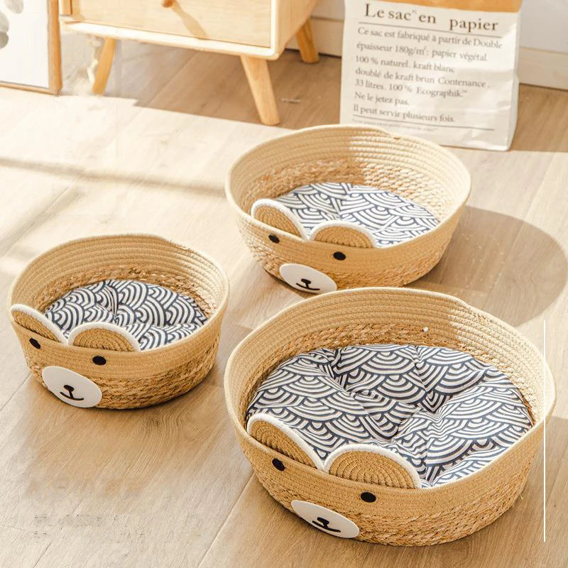 HeMu Cotton Woven Pet Litter Four Seasons Can Be Used Dog Kennel Winter Summer Can Be Removed And Washed Cat Litter Bamboo Mat