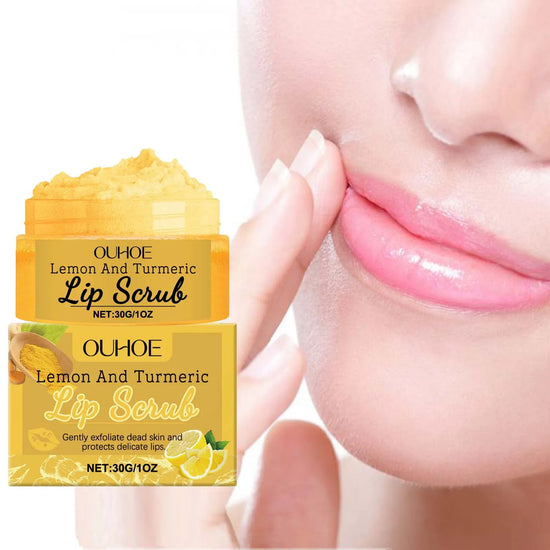 Turmeric Lemon Lip Scrub Gentle Exfoliator Remove Dead Skin Reduce Fine Lines Moisturizing & Nourishing Care for Dry Chapped Lip