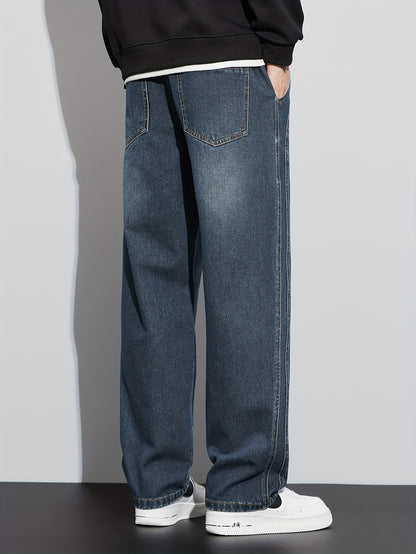 Men’s Relaxed-Fit Cotton Jeans with Drawstring Waist