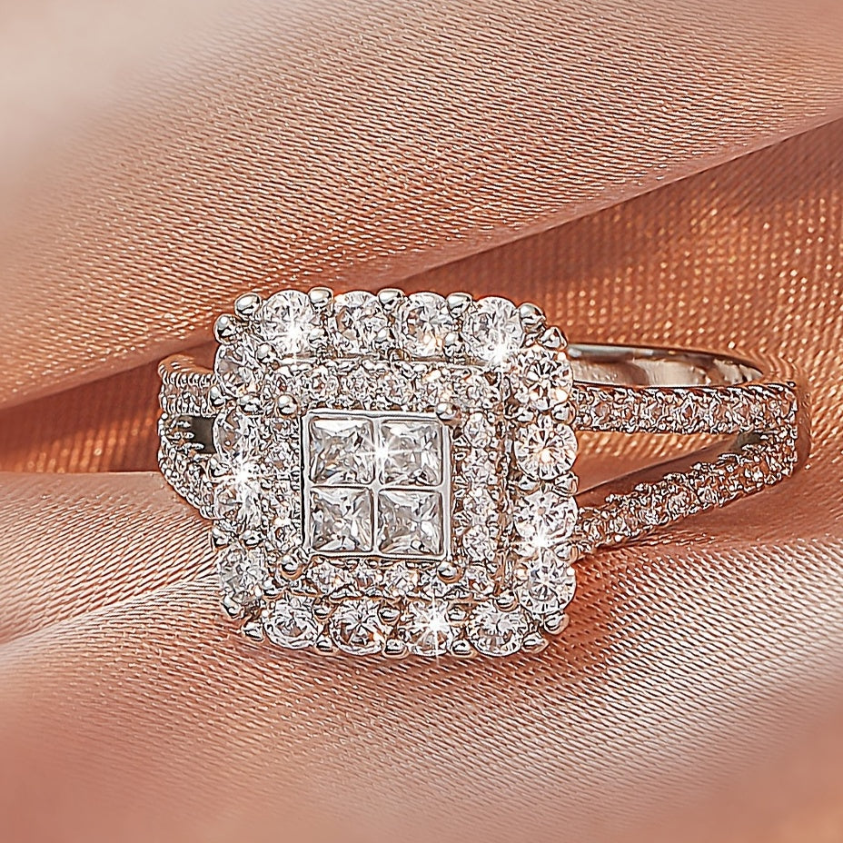 Elegant White Zirconia Multi-Row Ring – Stylish Couples & Statement Jewelry for Gifts