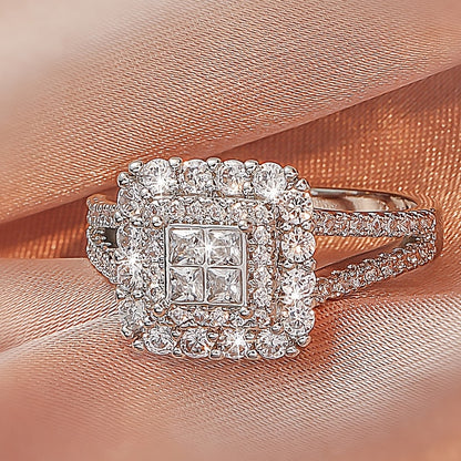 Elegant White Zirconia Multi-Row Ring – Stylish Couples & Statement Jewelry for Gifts