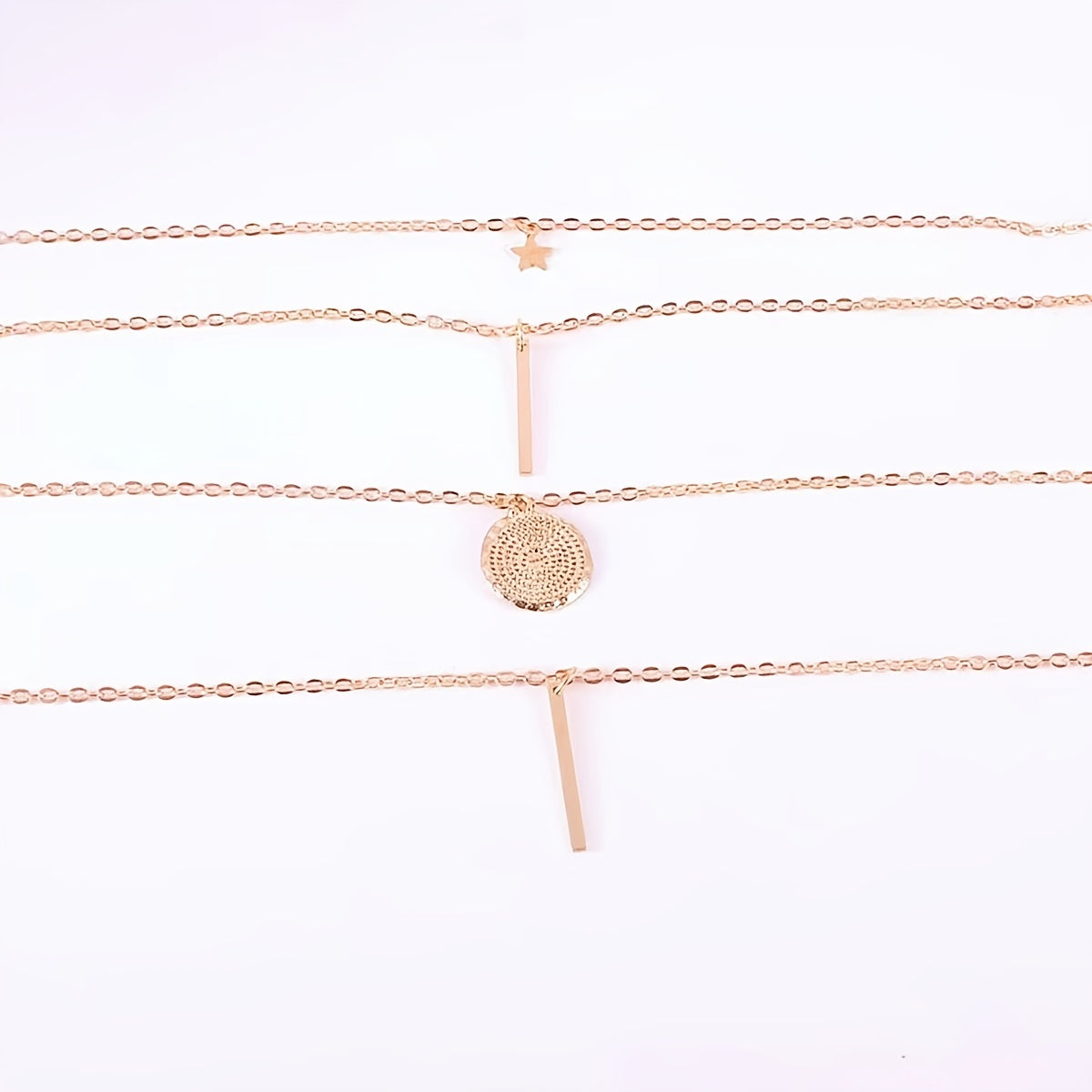 Layered Star & Round Pendant Necklace – Elegant Women’s Jewelry Accessory