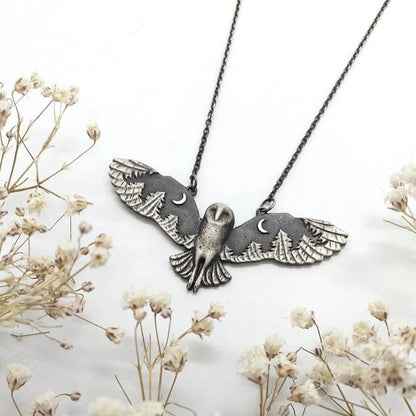 Vintage Owl Moon Phase Necklace – Witch-Inspired Jewelry for Women