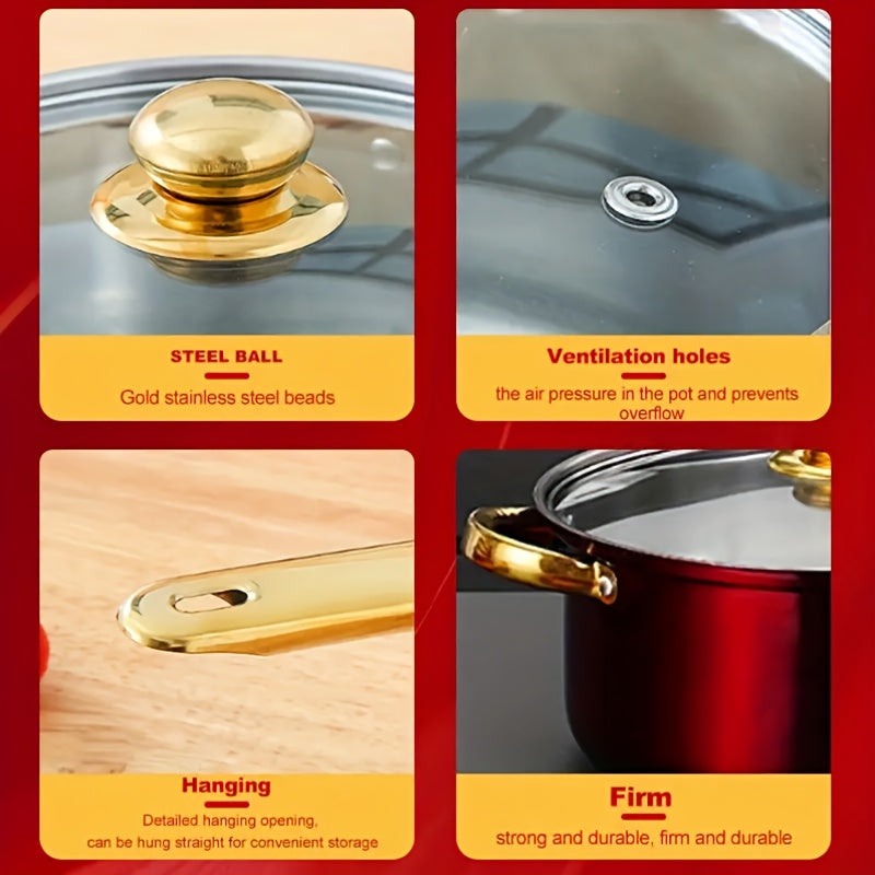 12-Piece Stainless Steel Cookware Set with Lids – Induction Ready Pots & Pans