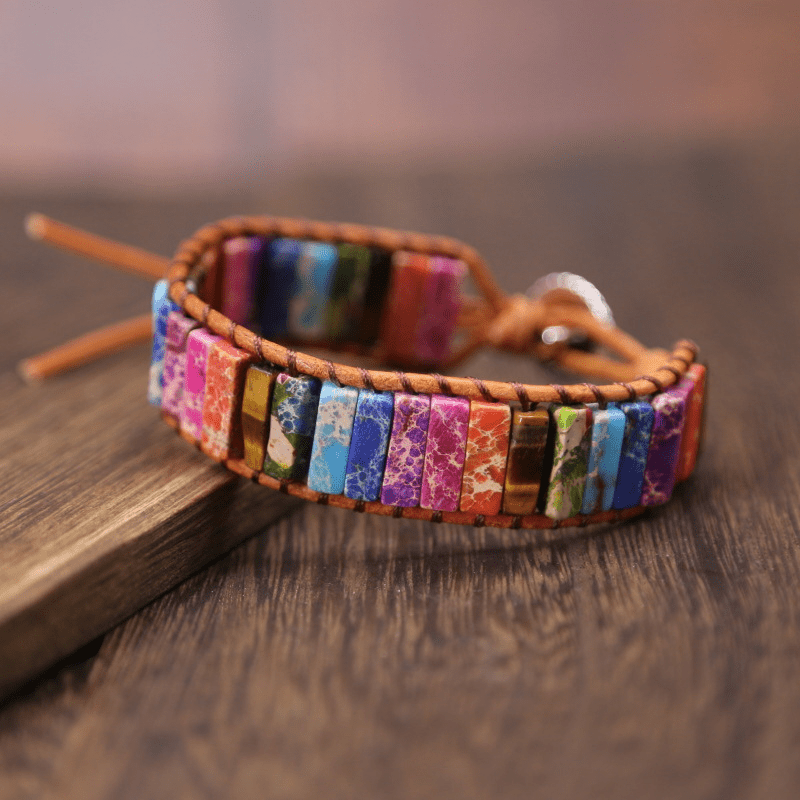 Bohemian Colourful Woven Stone Bracelet for Men – Fashionable Handcrafted Jewellery