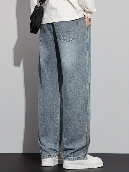 Men’s Relaxed-Fit Cotton Jeans with Drawstring Waist