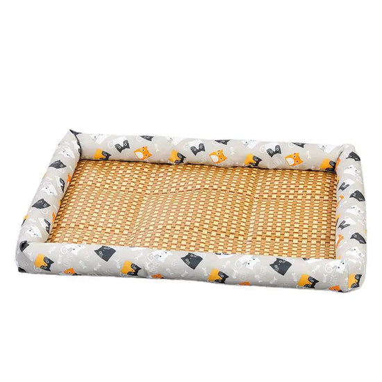 OUWO Summer Square Pet Bamboo Cooling Pad For Small Large Dog Cushion Breathable Antislip Cat Bed Mat Pet Dog Bed