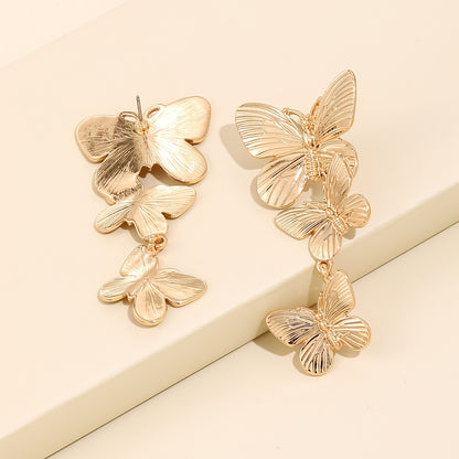 Golden Large Butterfly Drop Earrings – Lightweight Statement Jewellery for Women