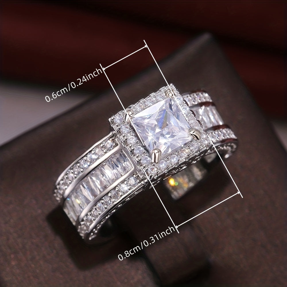 Square Cut Zirconia Engagement Ring – Sparkling for Men & Women
