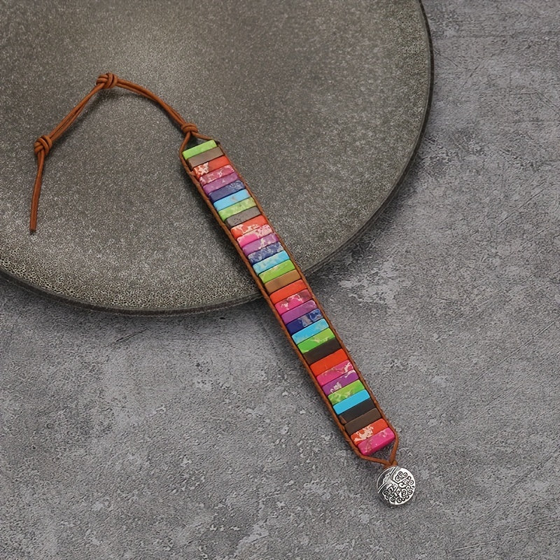 Bohemian Colourful Woven Stone Bracelet for Men – Fashionable Handcrafted Jewellery