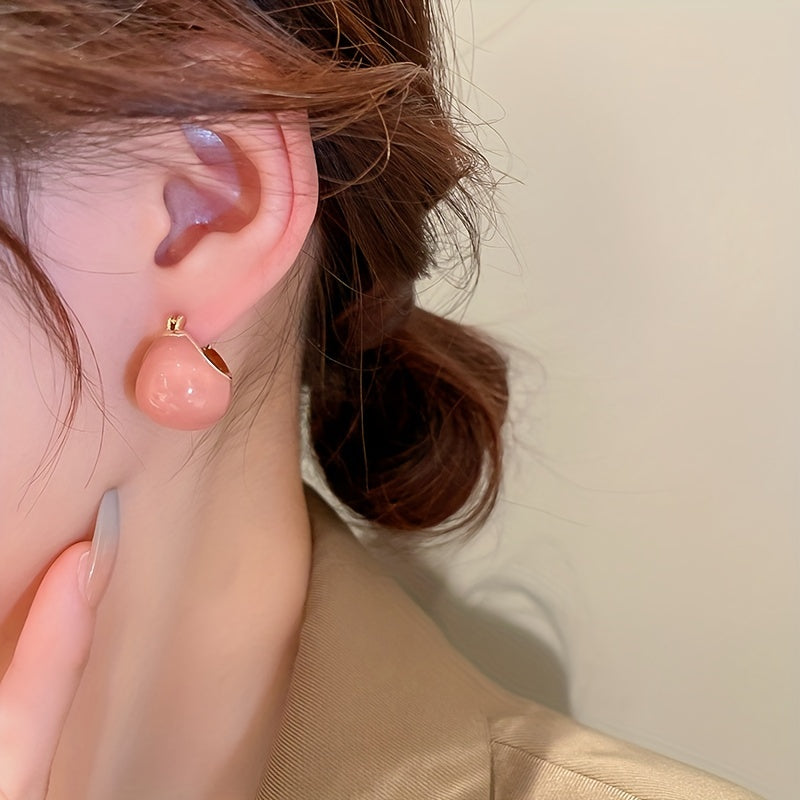 Chunky Enamel Hoop Earrings – 18K Gold Plated, Trendy Japanese & Korean Style