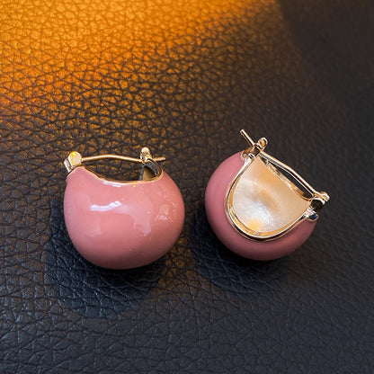 Chunky Enamel Hoop Earrings – 18K Gold Plated, Trendy Japanese & Korean Style