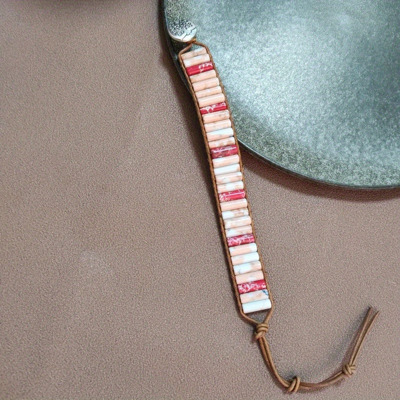 Bohemian Colourful Woven Stone Bracelet for Men – Fashionable Handcrafted Jewellery