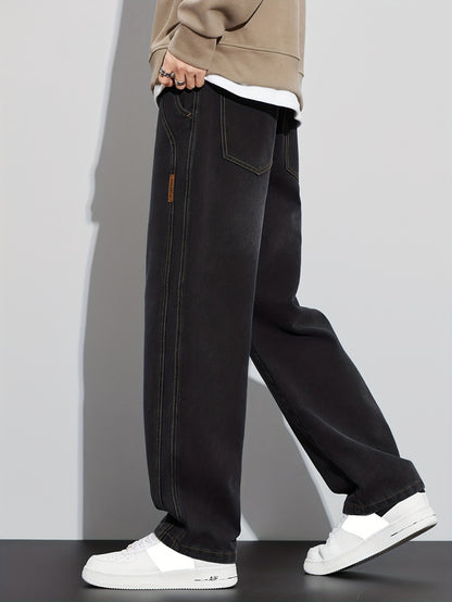 Men’s Relaxed-Fit Cotton Jeans with Drawstring Waist
