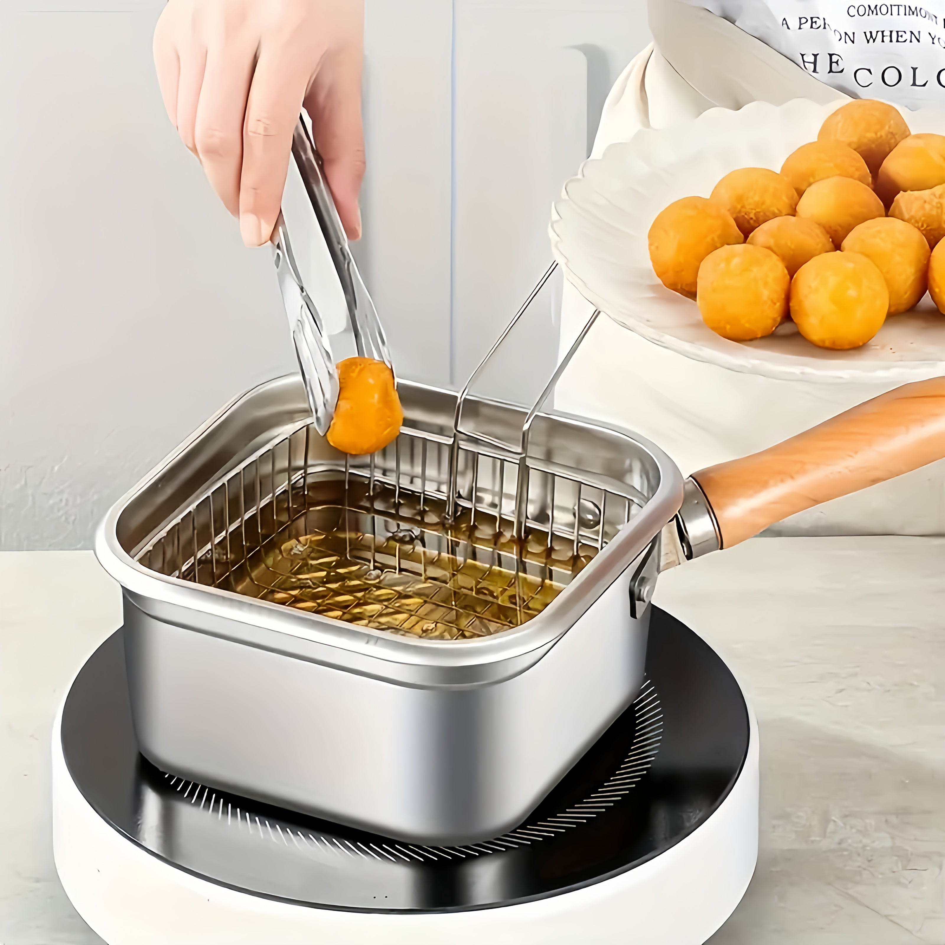 Stainless Steel Deep Fryer with Basket & Lid – Induction Safe, Multi-Purpose Cooking Pot