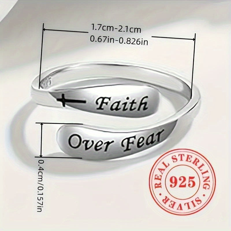 Adjustable 925 Sterling Silver Faith Ring for Men and Women – Engraved Religious Jewellery