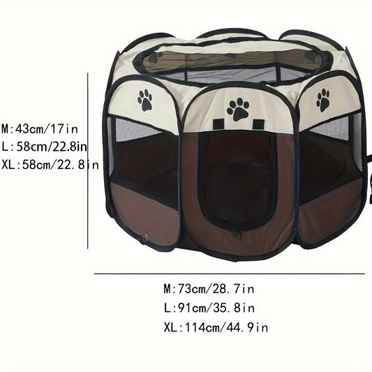 Octagonal Foldable Pet Playpen – Scratch-Resistant Dog & Cat Kennel Tent