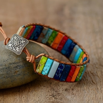 Bohemian Colourful Woven Stone Bracelet for Men – Fashionable Handcrafted Jewellery