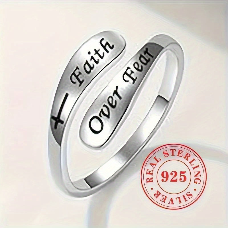 Adjustable 925 Sterling Silver Faith Ring for Men and Women – Engraved Religious Jewellery