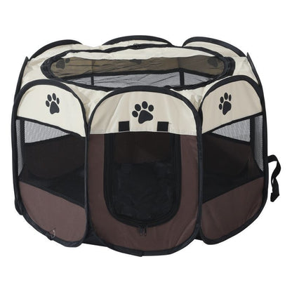 Octagonal Foldable Pet Playpen – Scratch-Resistant Dog & Cat Kennel Tent