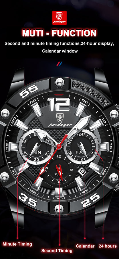 Men’s Sport Chronograph Watch – Dual Display Luminous Dial 24H Time & Date