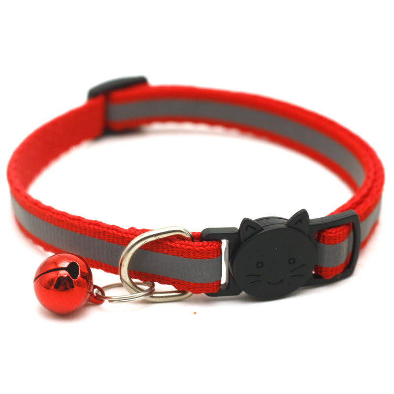 Reflective Cat & Dog Collar with Bell – Adjustable Round Ears Safety Buckle