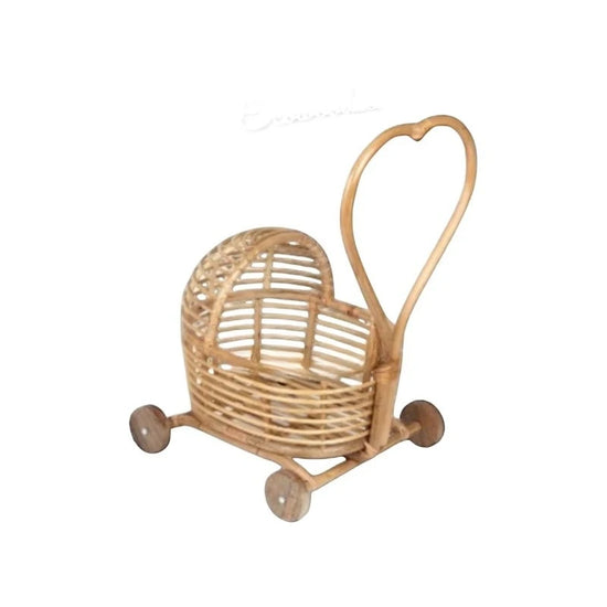 Handmade eco-friendly materials rattan doll stroller toys children&