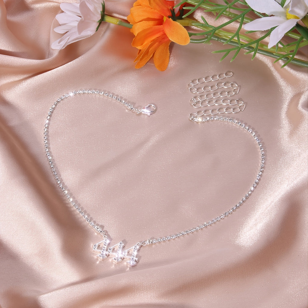 Angelic 444 Rhinestone Necklace – Silver-Plated Everyday & Party Jewelry