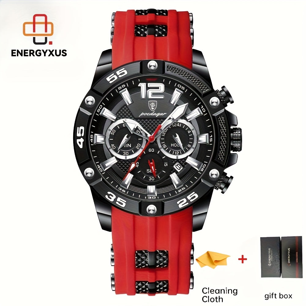 Men’s Sport Chronograph Watch – Dual Display Luminous Dial 24H Time & Date