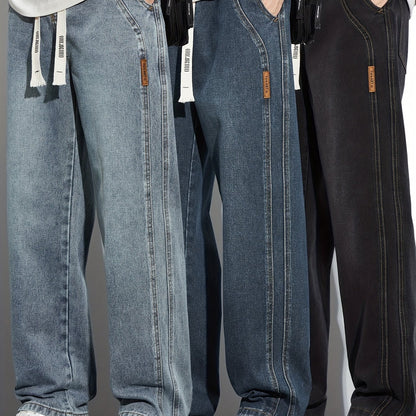 Men’s Relaxed-Fit Cotton Jeans with Drawstring Waist