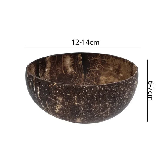 12-15cm Natural Coconut Bowl Dinner Set Fruit Salad Dessert Wooden Container Utensils Natural Coconut Bowls Kitchen Dinnerware