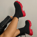 Women's Thick-soled Short Boots, Knitted Round Toe Shoes, Women Shoes