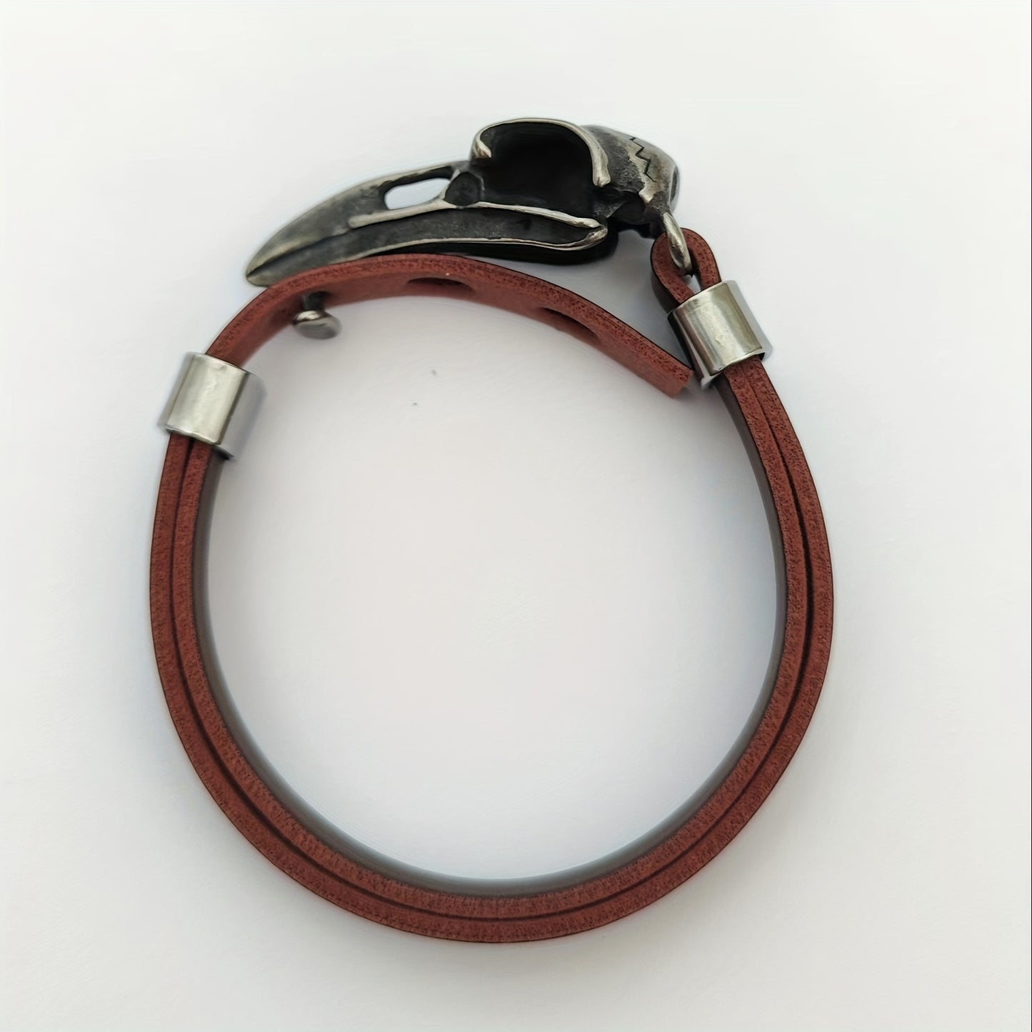 Men’s Norse Crow Skull Bracelet – Stainless Steel Viking Amulet