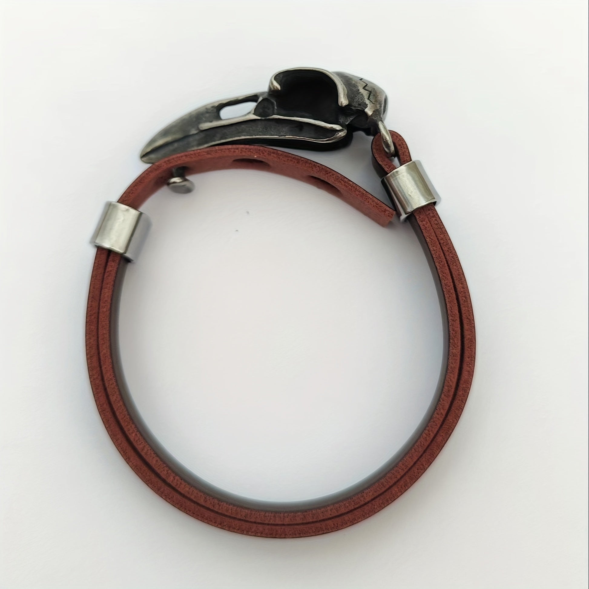 Men’s Norse Crow Skull Bracelet – Stainless Steel Viking Amulet