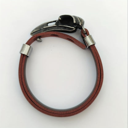 Men’s Norse Crow Skull Bracelet – Stainless Steel Viking Amulet