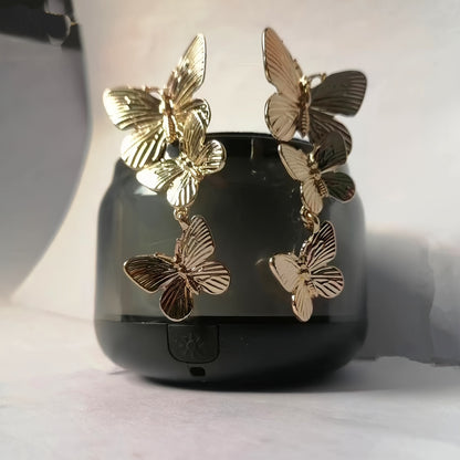 Golden Large Butterfly Drop Earrings – Lightweight Statement Jewellery for Women