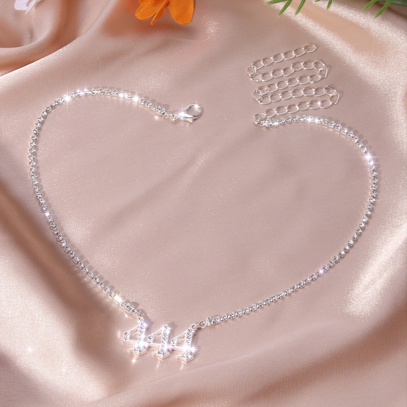 Angelic 444 Rhinestone Necklace – Silver-Plated Everyday & Party Jewelry