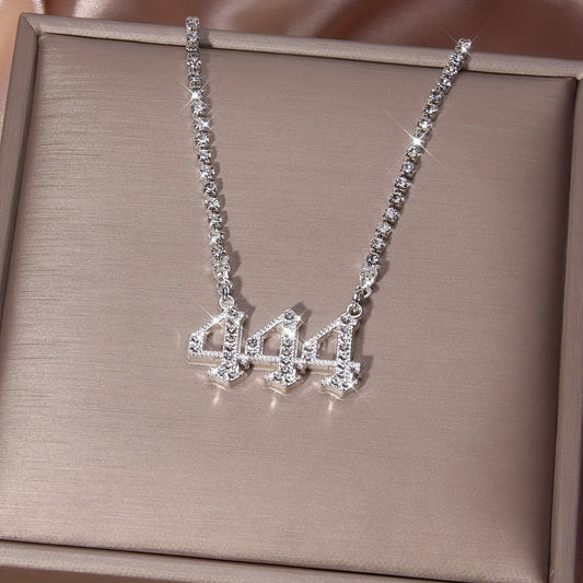 Angelic 444 Rhinestone Necklace – Silver-Plated Everyday & Party Jewelry