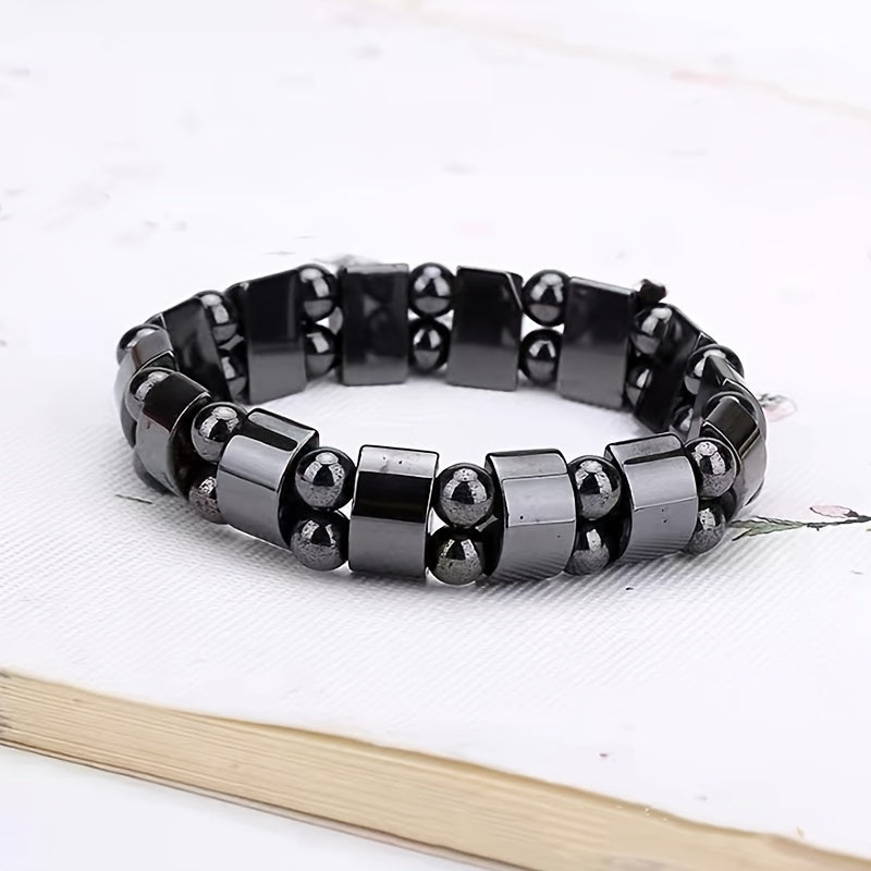 Trendy Hematite Magnetic Stone Bracelet – Natural Stone Jewelry for Men & Women